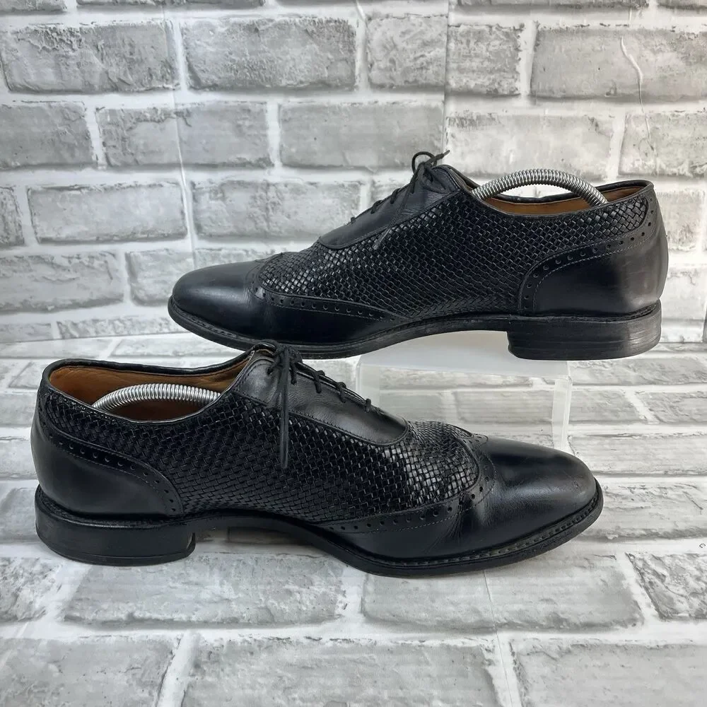 Allen Edmonds Hampstead Men’s Size 12 D Black Leather Wingtip Woven Oxford Shoes